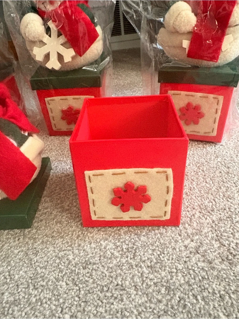 Hand Crafted Red and Green Christmas Character Gift Boxes